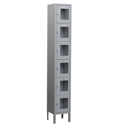 SALSBURY INDUSTRIES Salsbury Industries S-66165GY-A 6 ft. H x 15 in. D See-Through Metal Locker - Six Tier Box Style - 1 Wide - Assembled - Gray S-66165GY-A